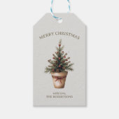 Kerst pinecone boom rustieke vakantie gewoonte cadeaulabel (Voorkant)