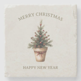 Kerst pinecone boom rustieke vakantie gewoonte stenen onderzetter