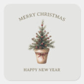 Kerst pinecone boom rustieke vakantie gewoonte vierkante sticker (Voorkant)