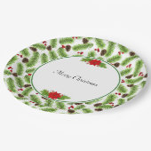 Kerst Pinecones & Rode bessen Papieren Bordje (Gekanteld)