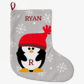 Kerst Pinguïn aangepaste naam en bericht Grote Kerstsok (Voorkant)