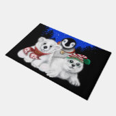 Kerst pinguïn baby ijsbeer zeehond jong deurmat (Schuin)