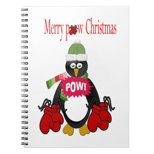 Kerst Pinguïn Boksen Spiraal Notebook Notitieboek (Voorkant)