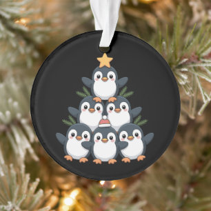 Kerst Pinguïn Boom Ster Kerstman Hoed Sneeuwvlok Ornament