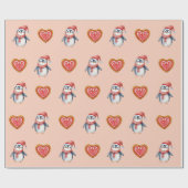 Kerst Pinguïn Cadeaupapier (Vlak)