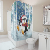 Kerst Pinguïn Douchegordijn (In situ)
