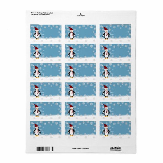 Kerst Pinguïn Gift Labels (Full Sheet)
