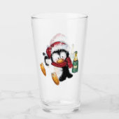 Kerst Pinguïn Grappig Glas (Voorkant)