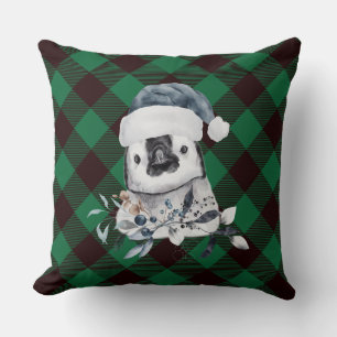 Kerst Pinguïn Groen Plaid Checker Kussen