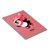 Kerst Pinguïn in een Pet en Sjaal op Schaatsen Notitieboek (Rechterzijde)