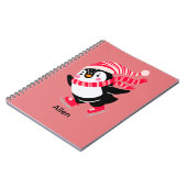 Kerst Pinguïn in een Pet en Sjaal op Schaatsen Notitieboek (Linkerzijde)