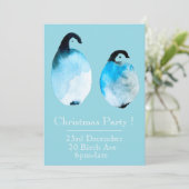Kerst pinguïn Kerstfeest uitnodiging (Staand voorkant)