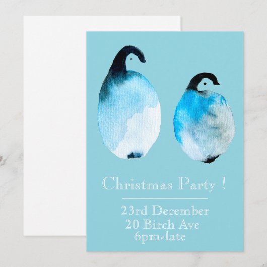 Kerst pinguïn Kerstfeest uitnodiging (Voorkant / Achterkant)