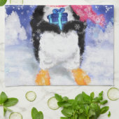 Kerst Pinguïn Keuken Handdoek (Gevouwen)