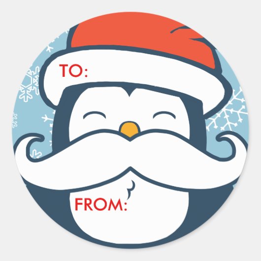 Kerst Pinguïn Mustache Trend Gift Labels (Voorkant)