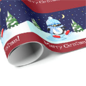 Kerst pinguïn proberen te schaatsen + aangepaste t cadeaupapier (Rol Hoek)