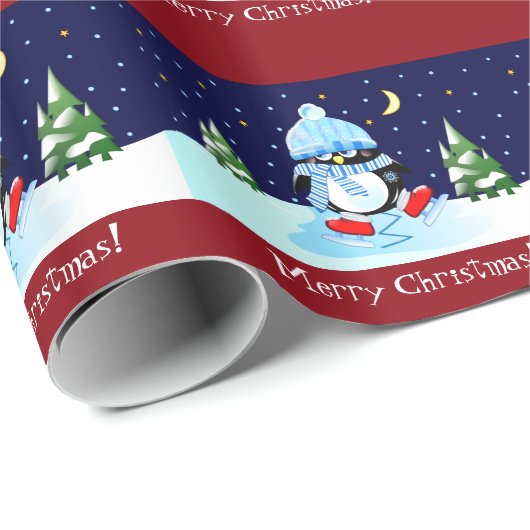 Kerst pinguïn proberen te schaatsen + aangepaste t cadeaupapier (Rol Hoek)