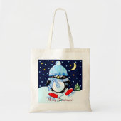 Kerst pinguïn proberen te schaatsen + aangepaste t tote bag (Voorkant)