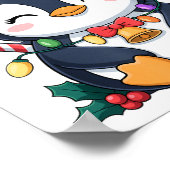 Kerst Pinguïn Rendier Lichtjes Vakantie Dier K Poster (Hoek)