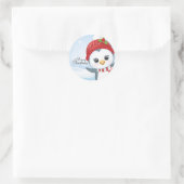 Kerst Pinguïn Ronde Sticker (Tas)