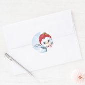 Kerst Pinguïn Ronde Sticker (Envelop)