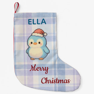 Kerst Pinguïn Schattig Pastel Pixel Kunst Kleine Kerstsok