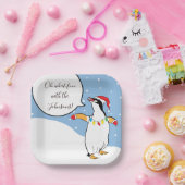 Kerst Pinguïn Skiën Papieren Bordje (Feest)