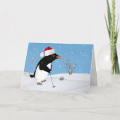 Kerst, pinguïn spelen golf feestdagen kaart (Voorkant)