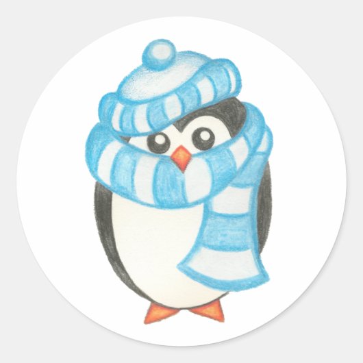 Kerst Pinguïn Sticker (Voorkant)