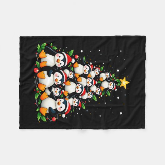 Kerst Pinguïn Tree Schattige Vakantie Dier Fleece Deken (Voorkant (Horizontaal))
