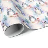 Kerst Pinguïn Vakantie Inpakpapier (Rol Hoek)