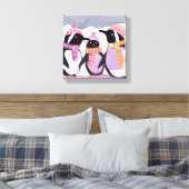 Kerst Pinguïn Vrienden | Winter Waterverf Canvas Afdruk (Insitu (Slaapkamer))