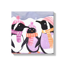 Kerst Pinguïn Vrienden | Winter Waterverf