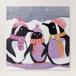 Kerst Pinguïn Vrienden | Winter Waterverf Legpuzzel