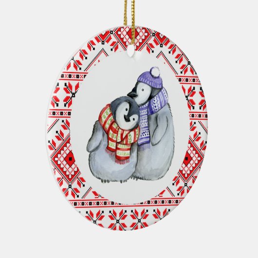 Kerst Pinguïn Winter Dieren Decoratie Bauble (Rechts)