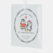 Kerst Pinguïnfamilie van Drie Glas Ornament (Voorkant links)