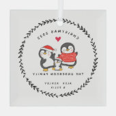 Kerst Pinguïnfamilie van Drie Glas Ornament (Achterkant)