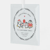 Kerst Pinguïnfamilie van Vier Glas Ornament (Voorkant links)