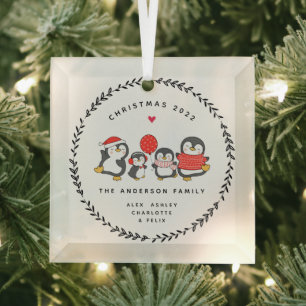 Kerst Pinguïnfamilie van Vier Glas Ornament
