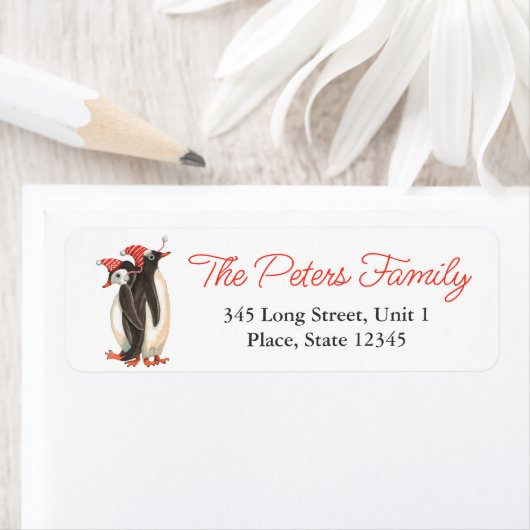 Kerst Pinguïns | Adres Retourlabels Etiket (Insitu)
