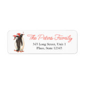 Kerst Pinguïns | Adres Retourlabels Etiket (Voorkant)