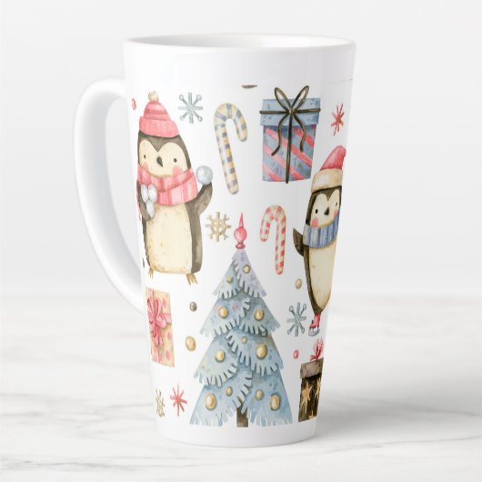 Kerst Pinguïns Latte Mok (Linkerhoek)