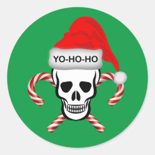 Kerst, Pirate Skull Ronde Sticker