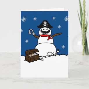 Kerst Pirate Snowman Wenskaart Feestdagen Kaart