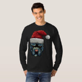 Kerst Pit Bull Puppy Hond In Een Kerstman Hoed T-shirt (Voorkant volledig)
