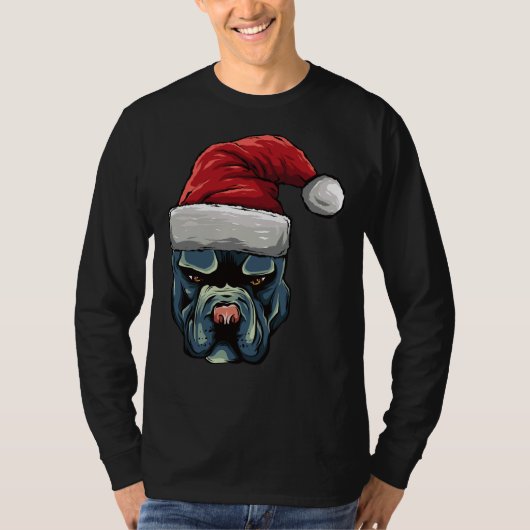 Kerst Pit Bull Puppy Hond In Een Kerstman Hoed T-shirt (Voorkant)