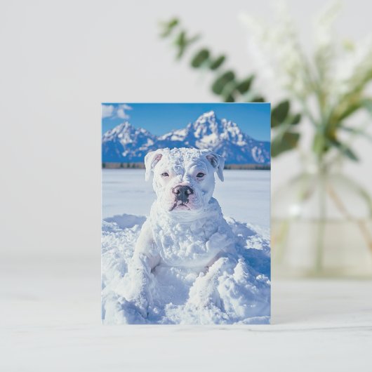 Kerst Pitbull Dog Snowman Briefkaart (Staand voorkant)