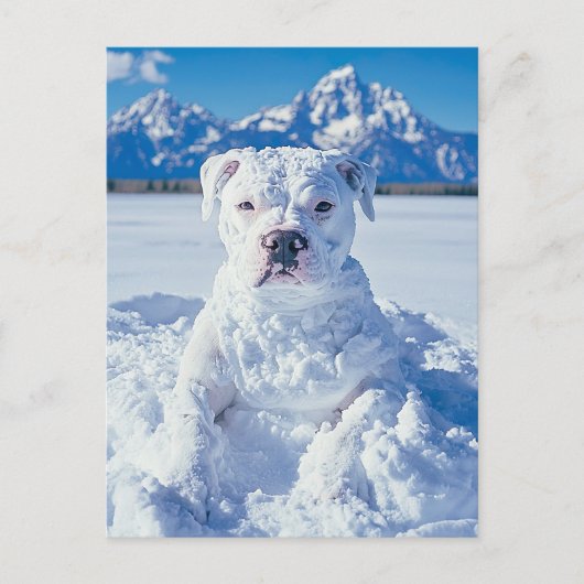 Kerst Pitbull Dog Snowman Briefkaart (Voorkant)