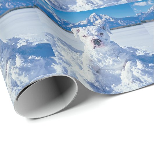 Kerst Pitbull Dog Snowman Cadeaupapier (Rol Hoek)