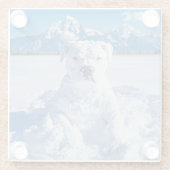 Kerst Pitbull Dog Snowman Glazen Onderzetter (Achterkant)